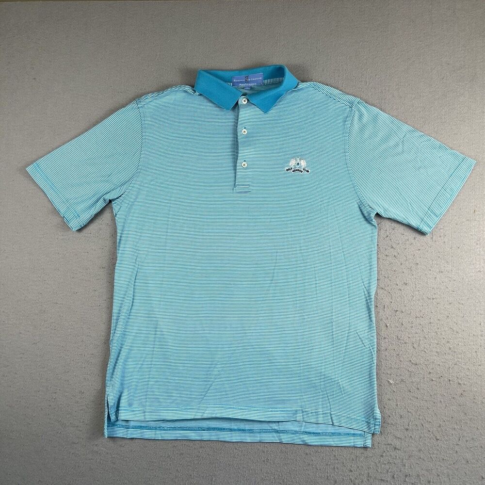 Fairway & Greene Monroe Golf Club Pureformance Blue Striped Polo Shirt Men’s M‎